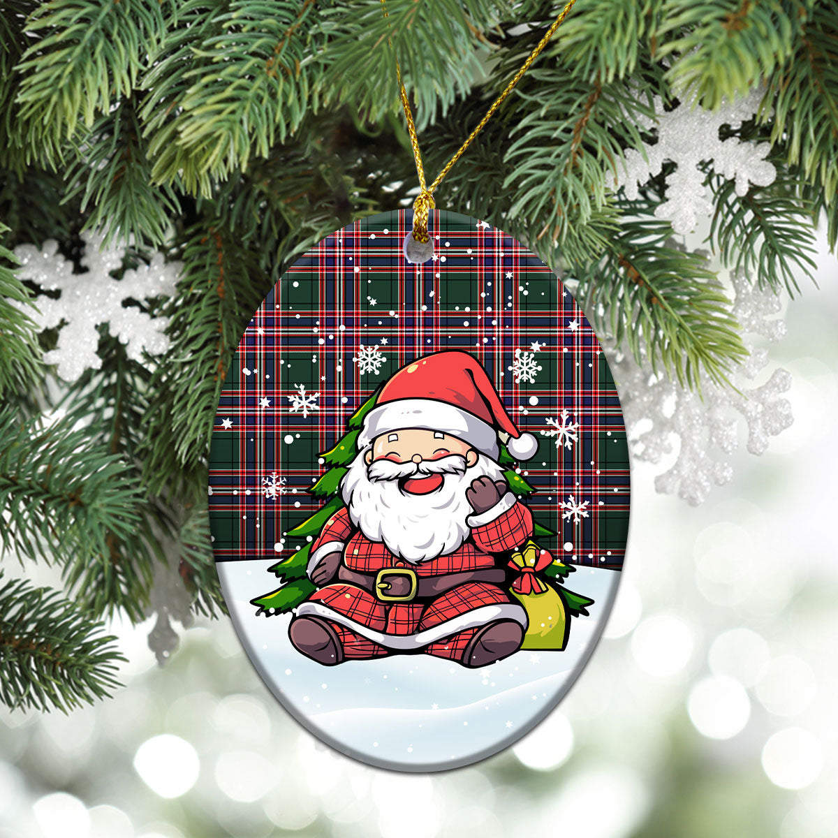 McFarlane Hunting Modern Tartan Christmas Ceramic Ornament - Scottish Santa Style