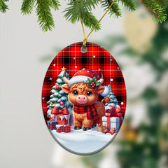 McIvor Tartan Christmas Ceramic Ornament - Highland Cow Winter Style