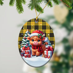 McLeod of Lewis Ancient Tartan Christmas Ceramic Ornament - Highland Cow Winter Style