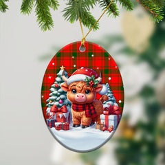 McQuarrie Tartan Christmas Ceramic Ornament - Highland Cow Winter Style