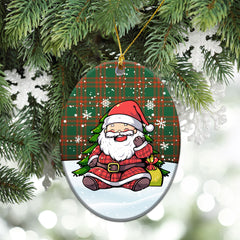 Menzies Green Ancient Tartan Christmas Ceramic Ornament - Scottish Santa Style