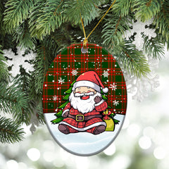 Menzies Green Modern Tartan Christmas Ceramic Ornament - Scottish Santa Style