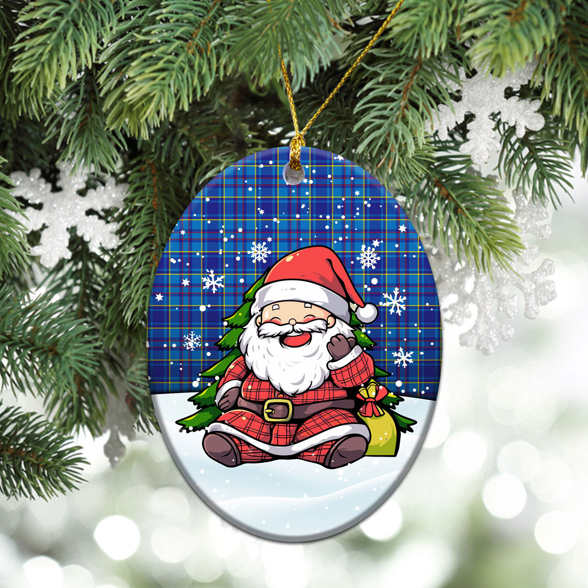 Mercer Modern Tartan Christmas Ceramic Ornament - Scottish Santa Style