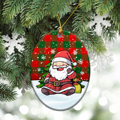 Moncreiffe (or Moncreiff) Tartan Christmas Ceramic Ornament - Scottish Santa Style