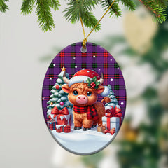 Montgomery Modern Tartan Christmas Ceramic Ornament - Highland Cow Winter Style