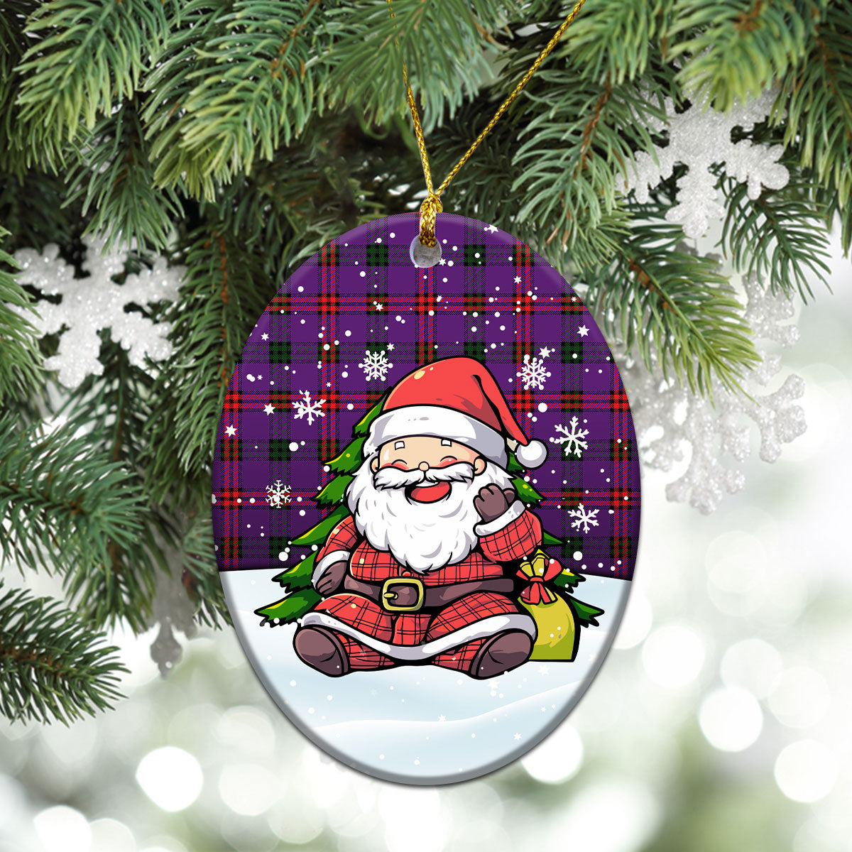 Montgomery Modern Tartan Christmas Ceramic Ornament - Scottish Santa Style