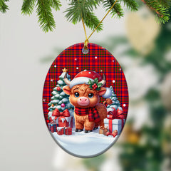 Murray of Tulloch Modern Tartan Christmas Ceramic Ornament - Highland Cow Winter Style