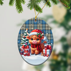 Napier Ancient Tartan Christmas Ceramic Ornament - Highland Cow Winter Style