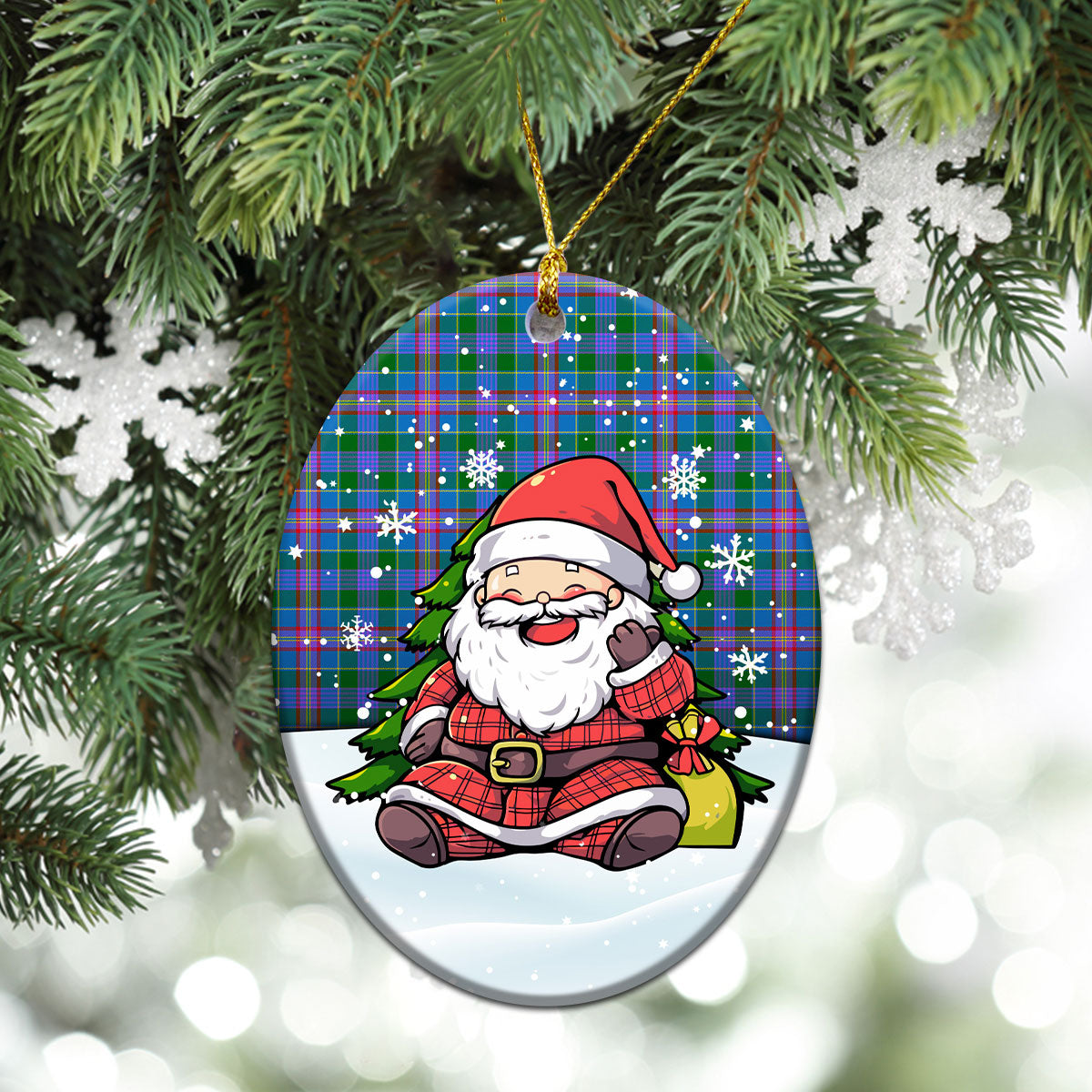 Pitcairn Hunting Tartan Christmas Ceramic Ornament - Scottish Santa Style