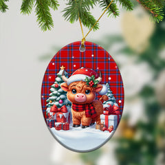 Rait Tartan Christmas Ceramic Ornament - Highland Cow Winter Style