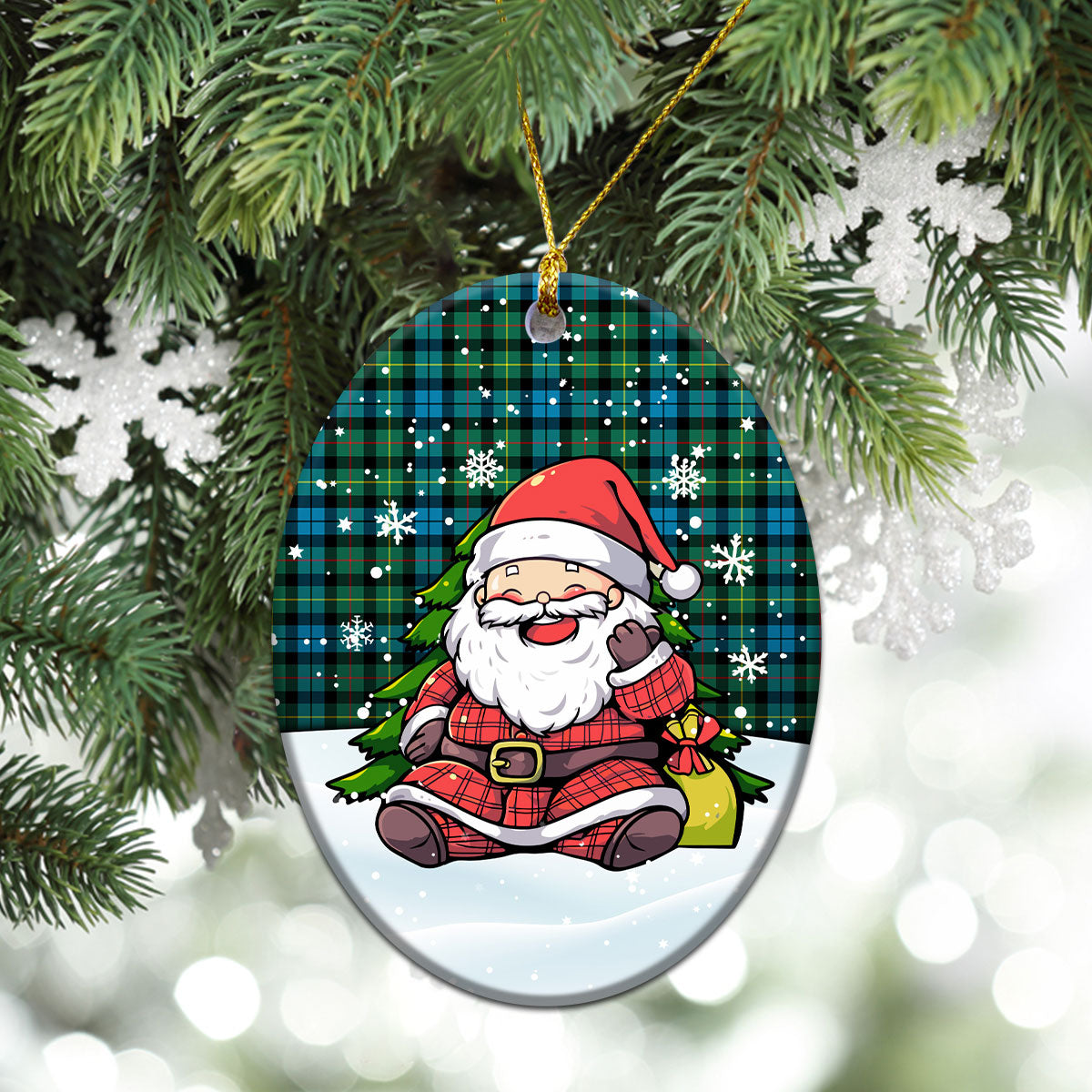 Rollo Ancient Tartan Christmas Ceramic Ornament - Scottish Santa Style