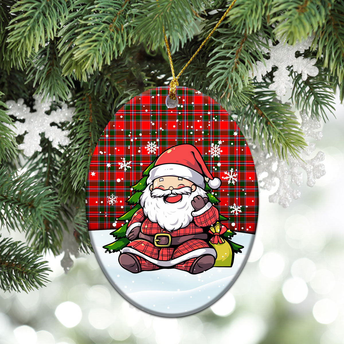 Spens (or Spence) Tartan Christmas Ceramic Ornament - Scottish Santa Style