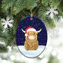 Spirit of Scotland Tartan Christmas Ceramic Ornament - Highland Cows Style