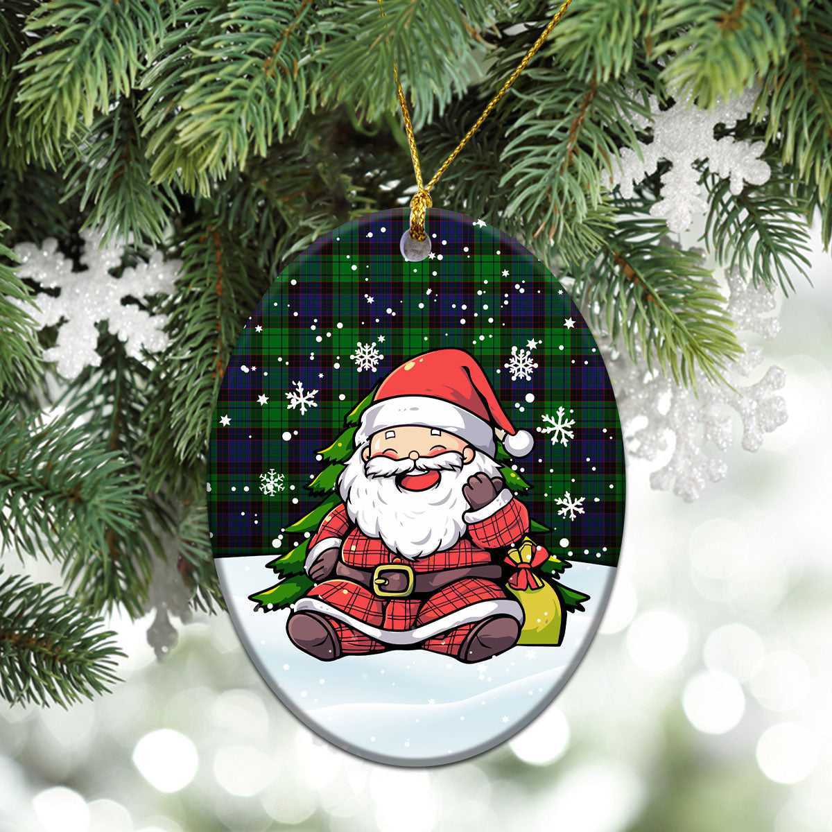 Stewart Old Modern Tartan Christmas Ceramic Ornament - Scottish Santa Style