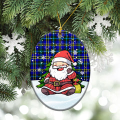 Weir Modern Tartan Christmas Ceramic Ornament - Scottish Santa Style