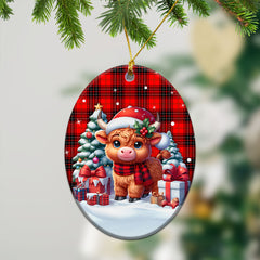 Wemyss Modern Tartan Christmas Ceramic Ornament - Highland Cow Winter Style