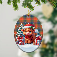 Wilson Ancient Tartan Christmas Ceramic Ornament - Highland Cow Winter Style