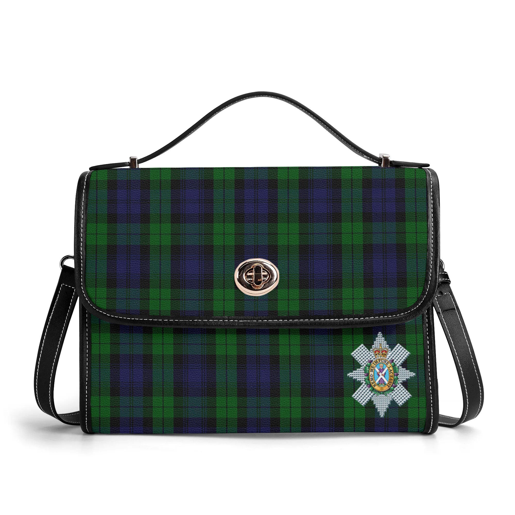 Black Watch Tartan Crest Satchel Bag