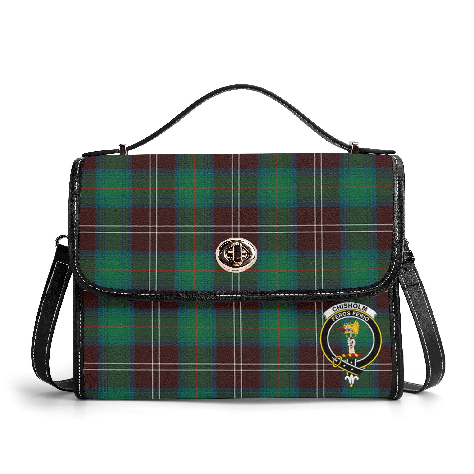 Chisholm Hunting Ancient Tartan Crest Satchel Bag