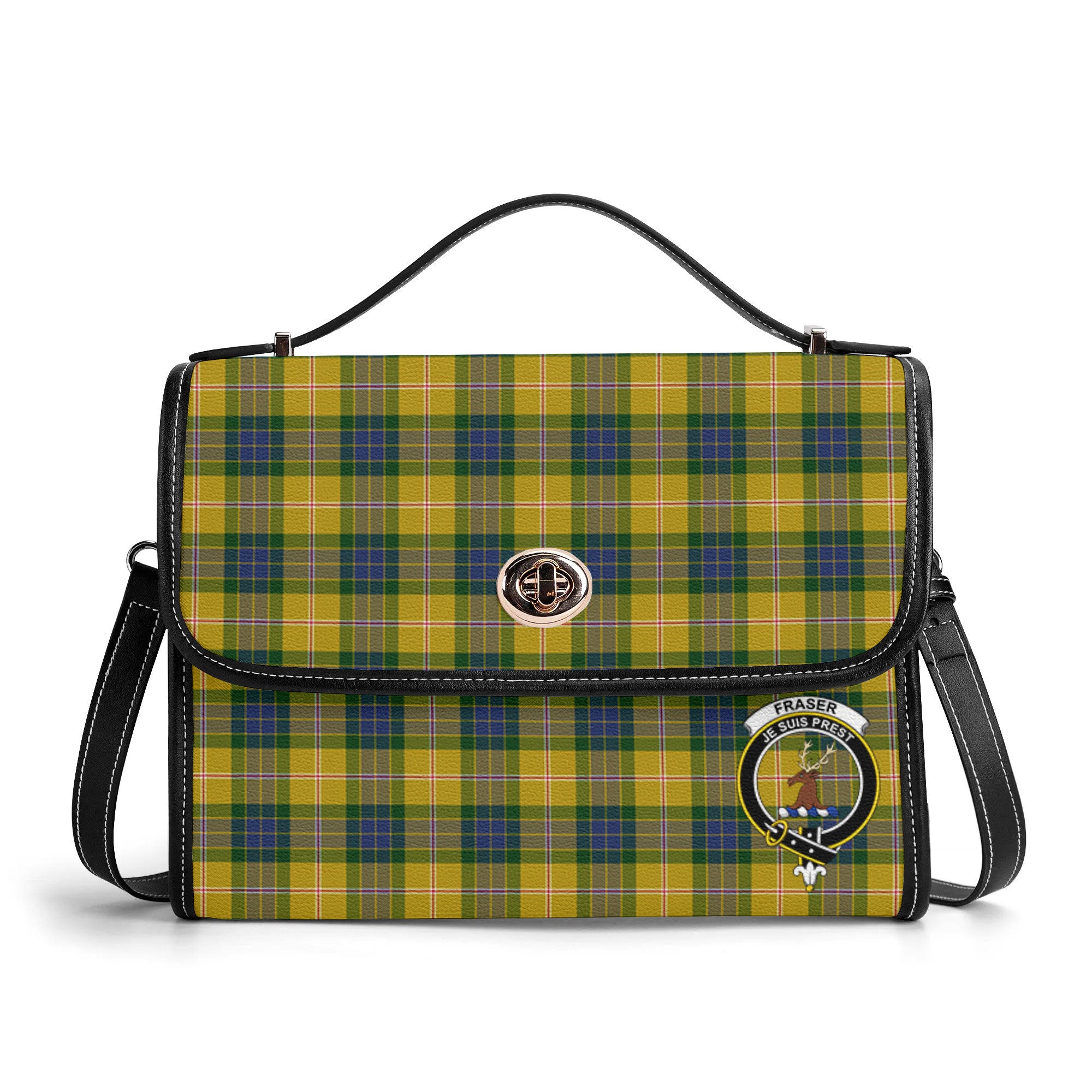 Fraser (of Lovat) Yellow Tartan Crest Satchel Bag