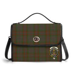 Gray Tartan Crest Satchel Bag