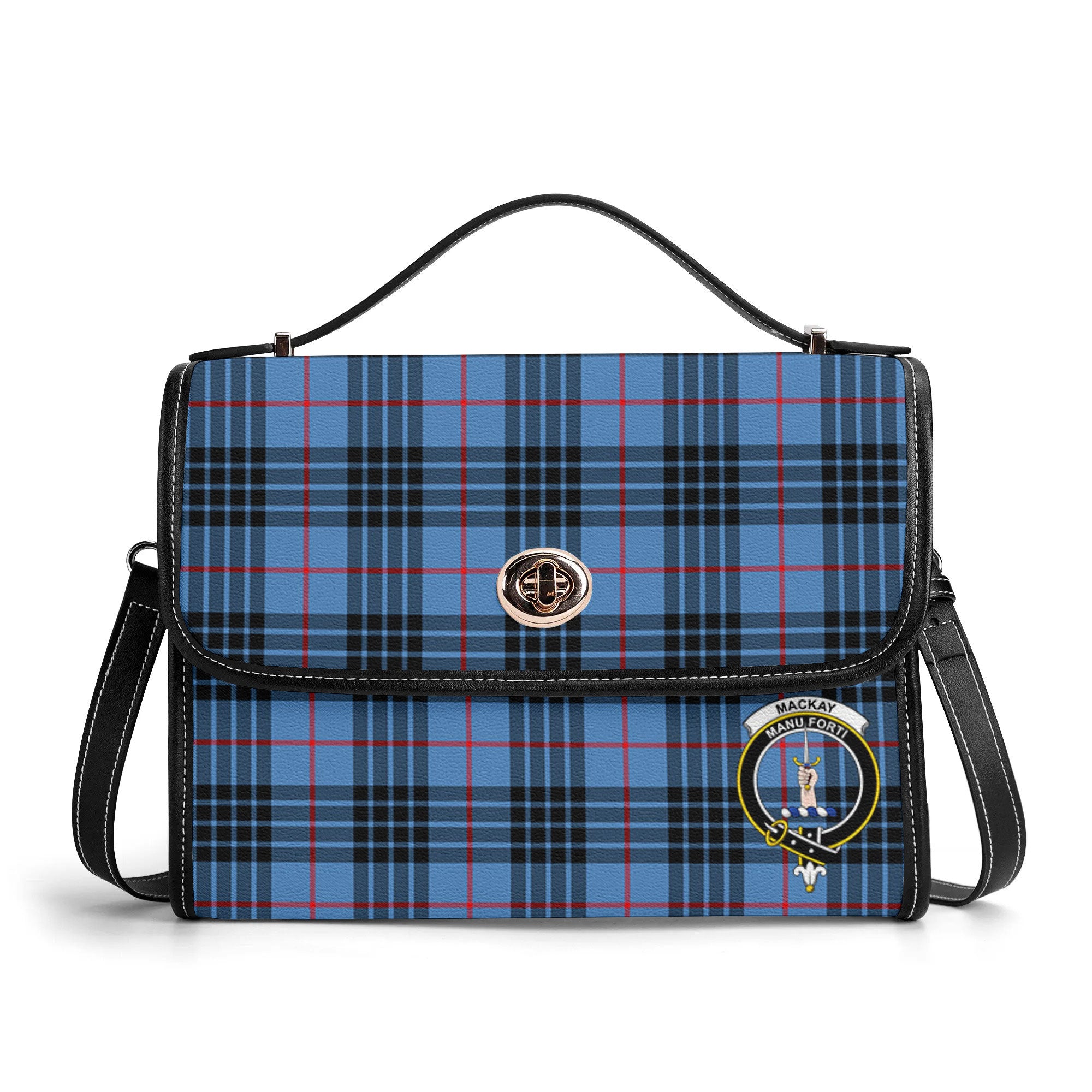 MacKay Blue Tartan Crest Satchel Bag