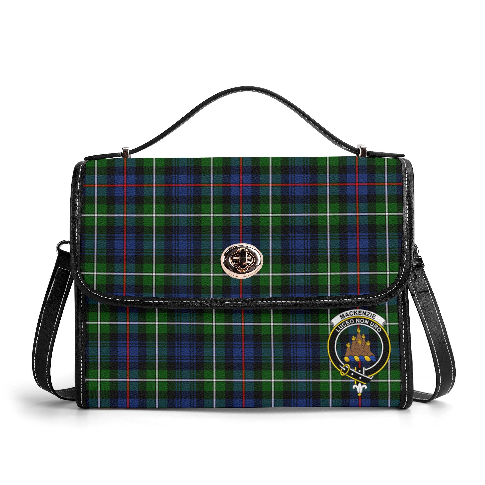 MacKenzie Modern Tartan Crest Satchel Bag