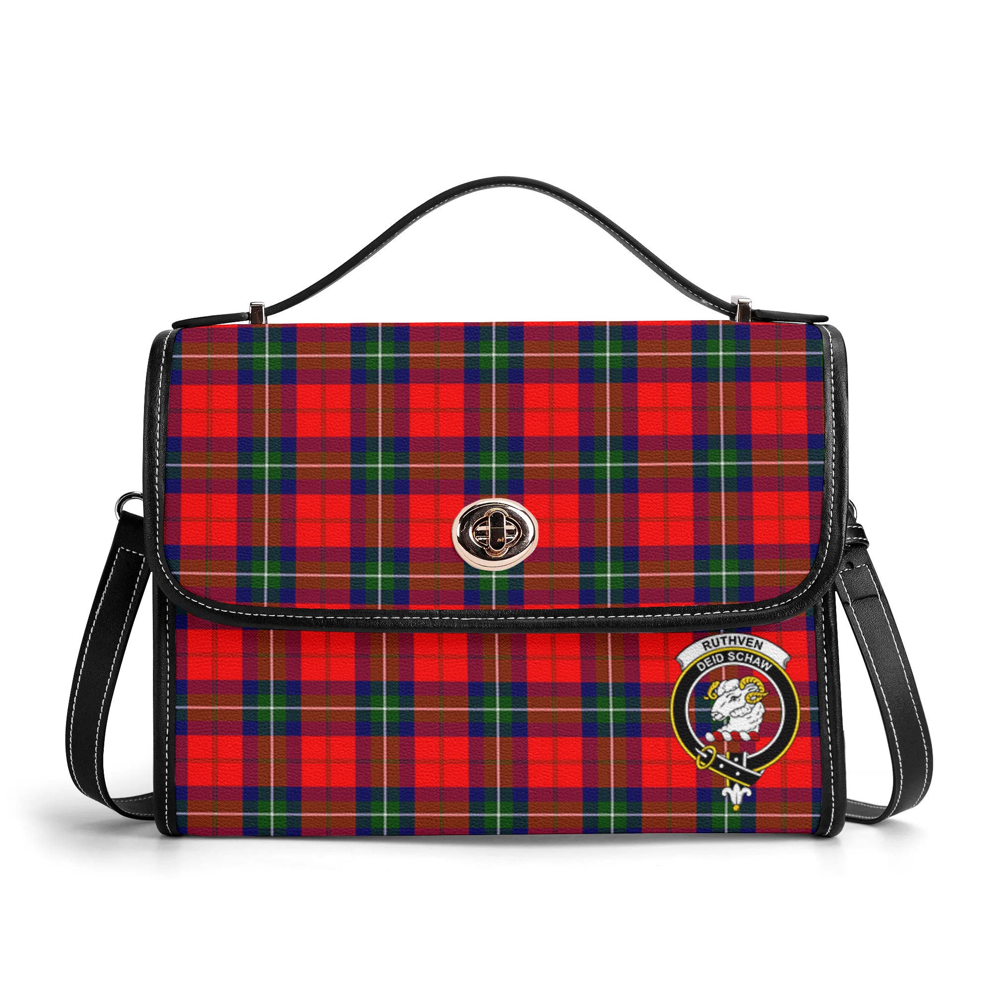 Ruthven Modern Tartan Crest Satchel Bag