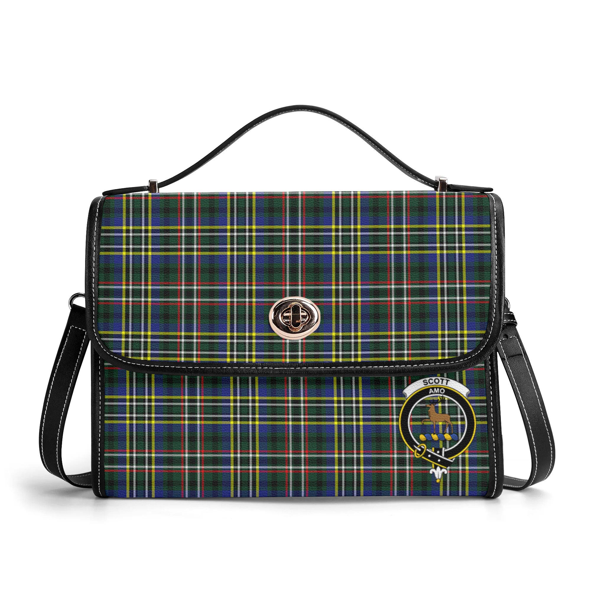 Scott Green Modern Tartan Crest Satchel Bag