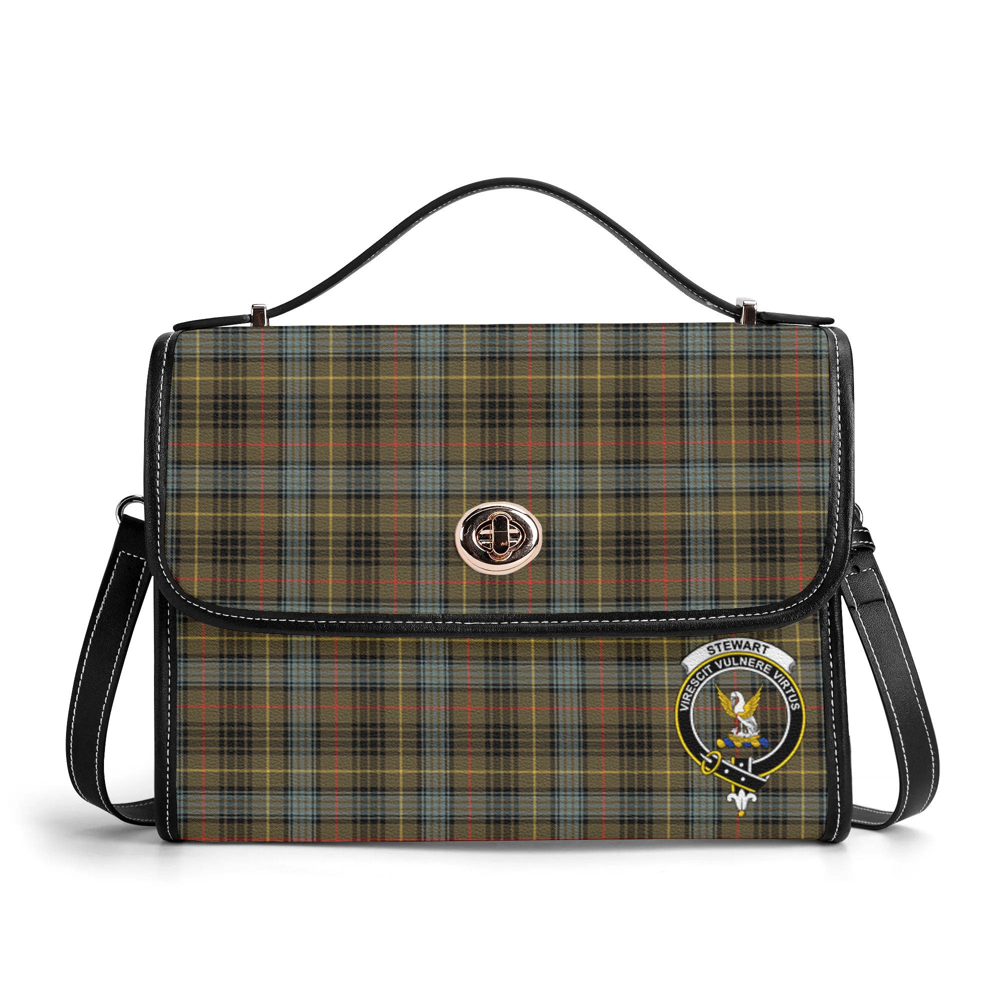 Stewart Hunting Weathered Tartan Crest Satchel Bag