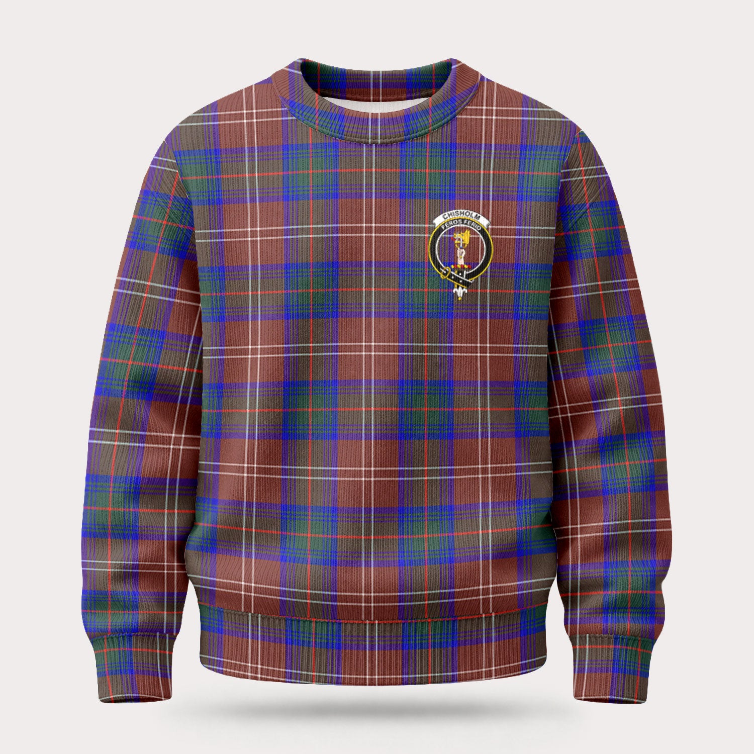 Chisholm Hunting Modern Tartan Crest Sweater