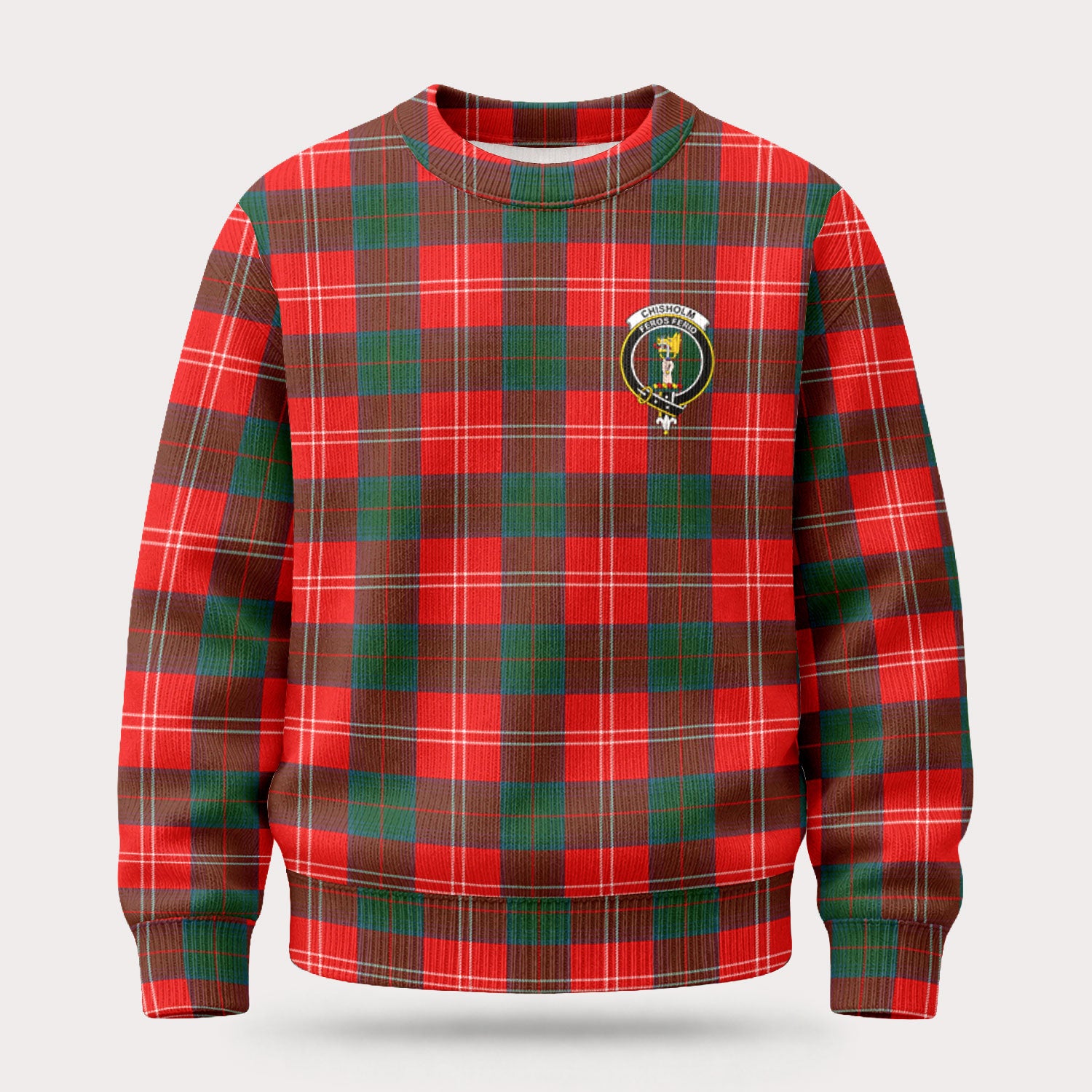 Chisholm Modern Tartan Crest Sweater