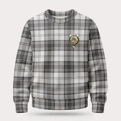 Douglas Grey Modern Tartan Crest Sweater