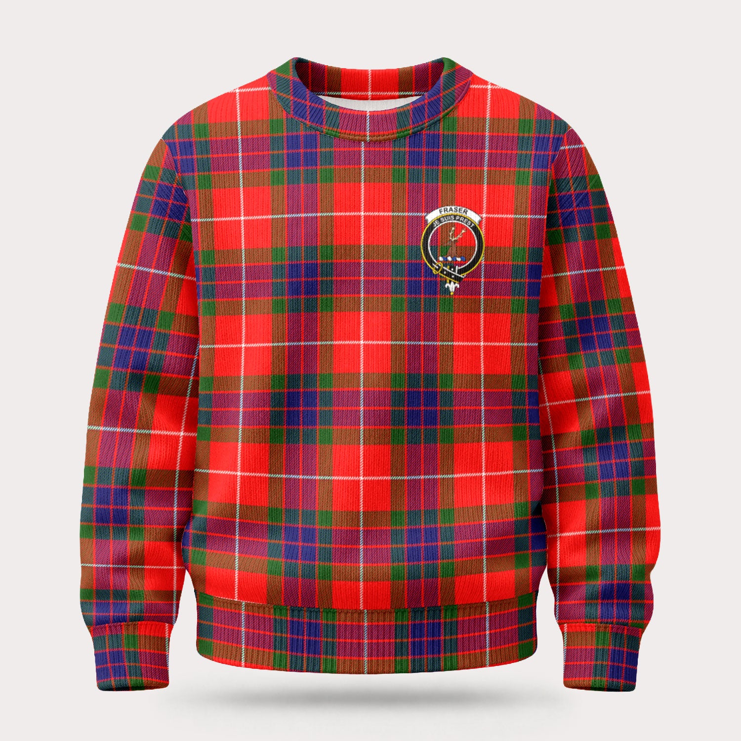 Fraser (of Lovat) Modern Tartan Crest Sweater