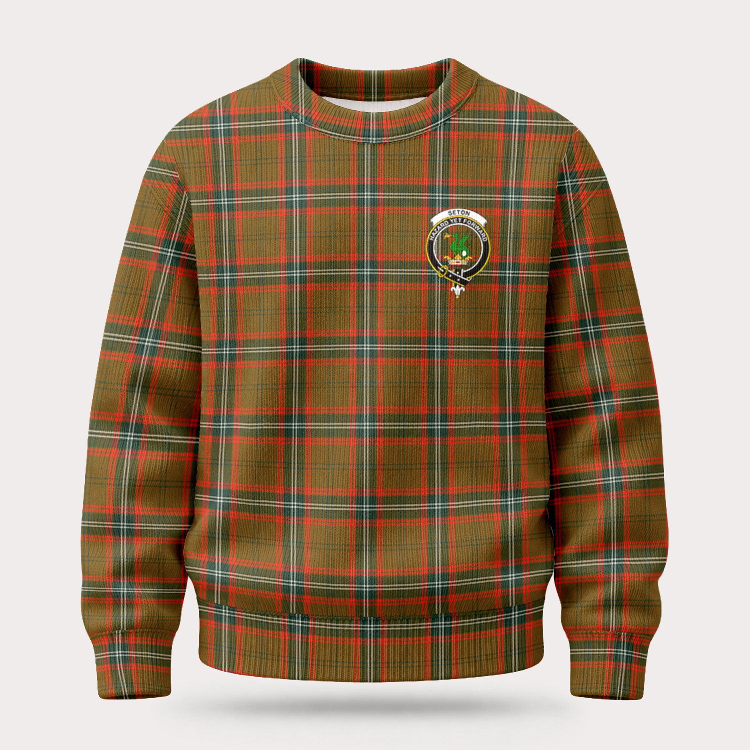 Seton Hunting Modern Tartan Crest Sweater