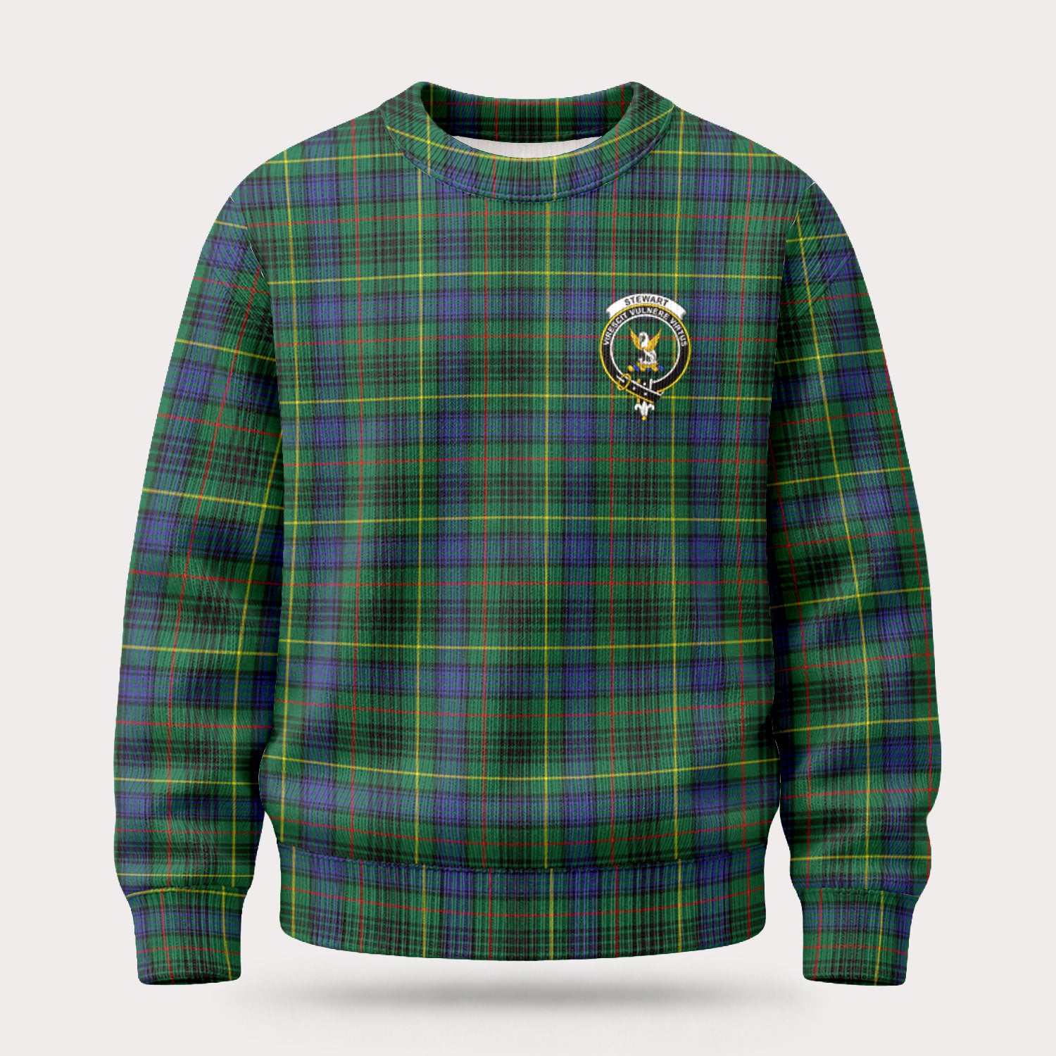 Stewart Hunting Modern Tartan Crest Sweater