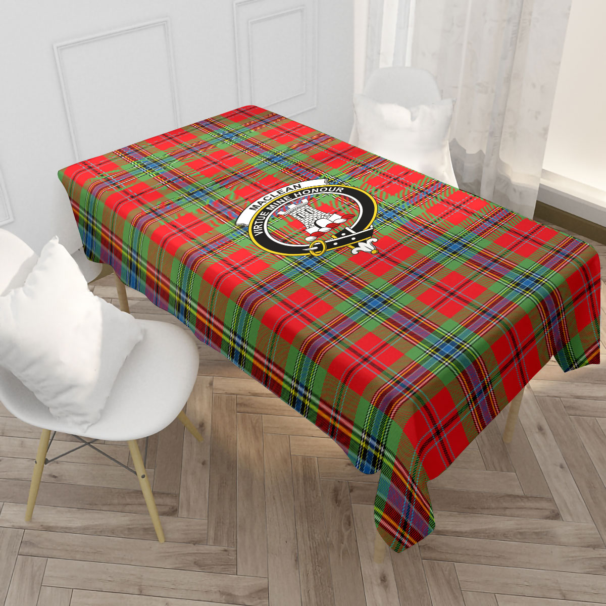 MacLean of Duart Modern Tartan Crest Tablecloth
