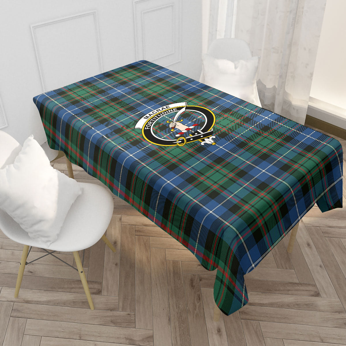 MacRae Hunting Ancient Tartan Crest Tablecloth