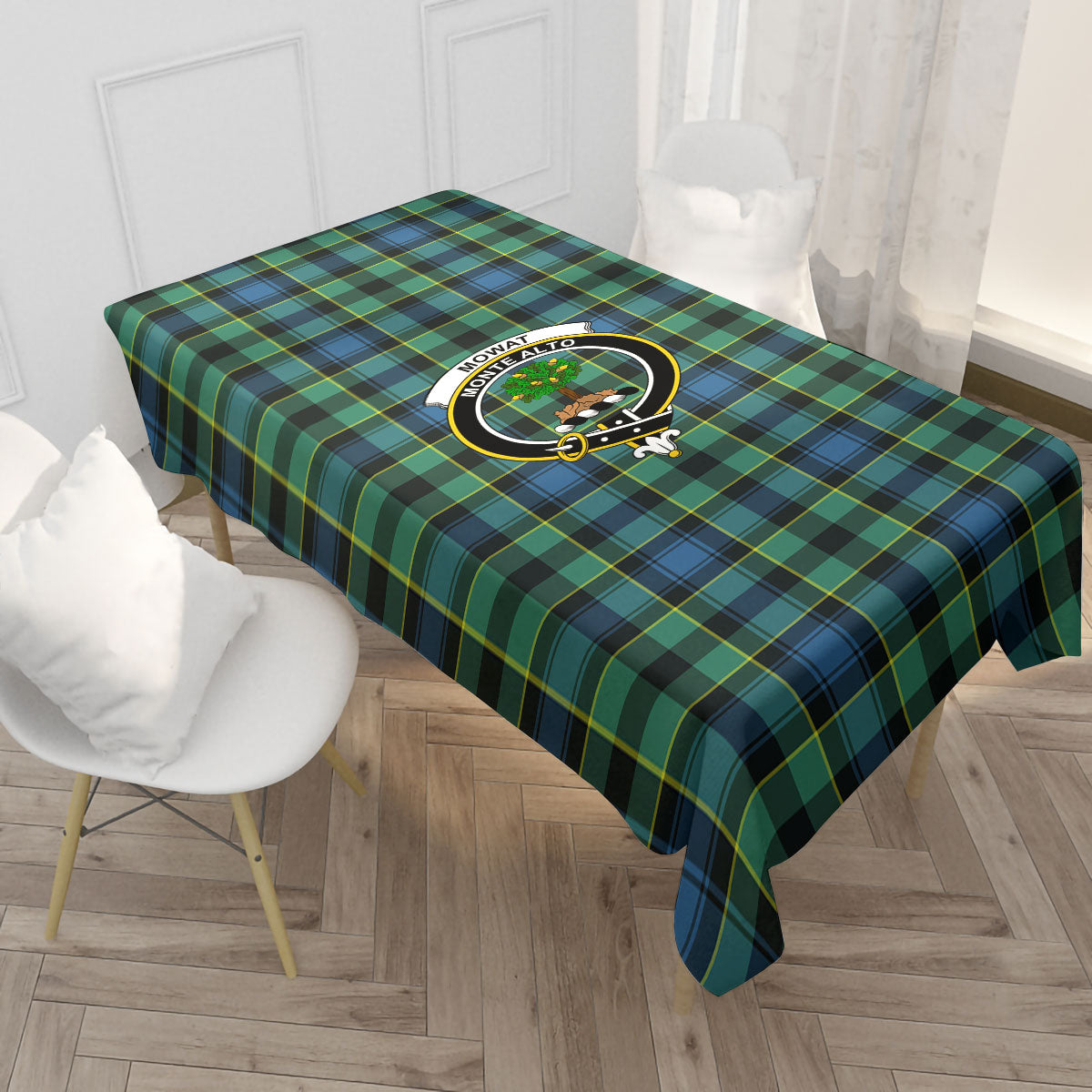 Mowat Ancient Tartan Crest Tablecloth