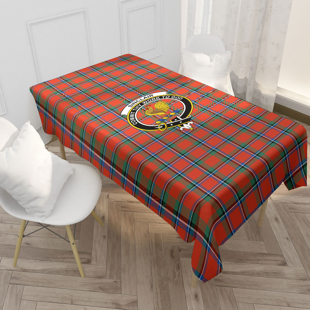 Sinclair Ancient Tartan Crest Tablecloth