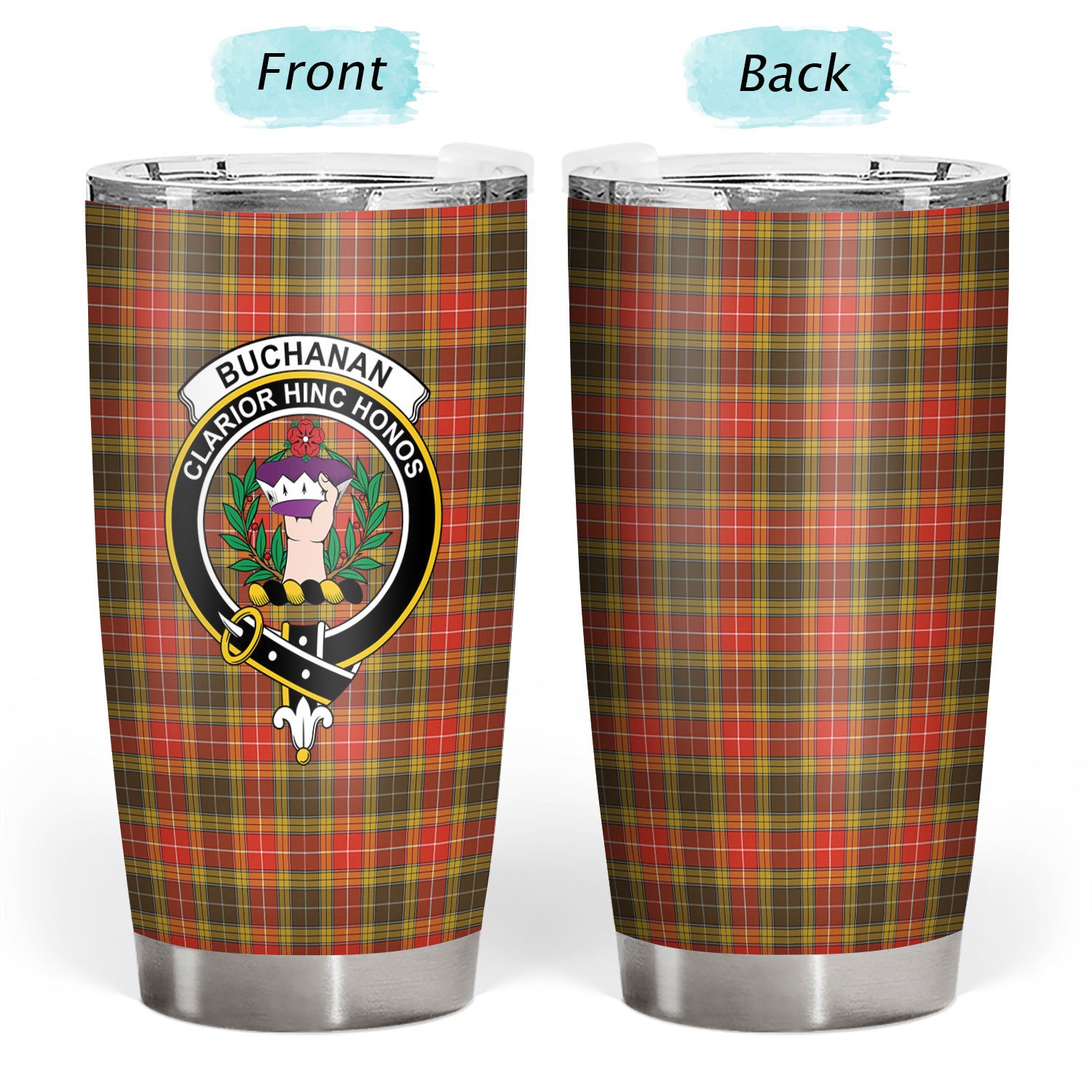 Buchanan Old Set Weathered Tartan Crest Tumbler