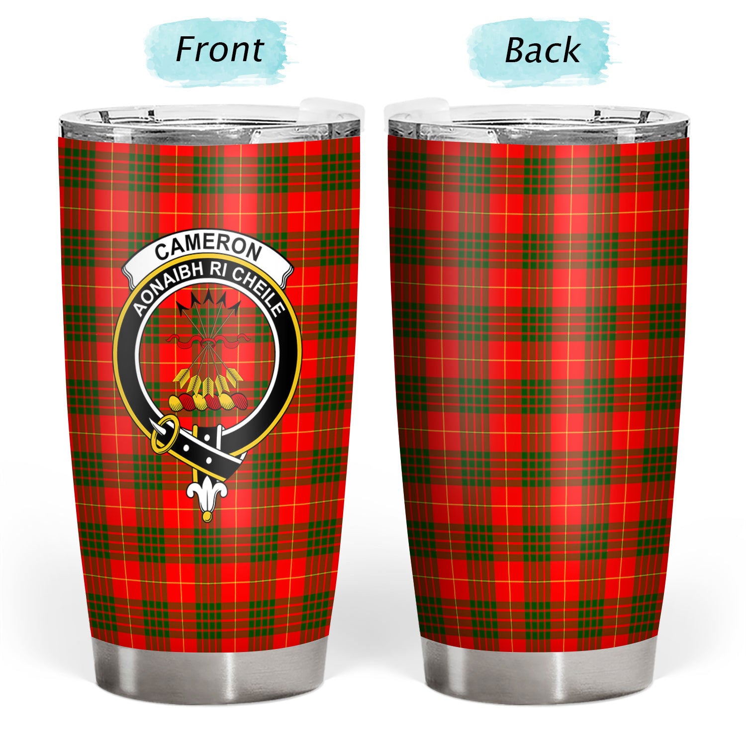 Cameron Modern Tartan Crest Tumbler