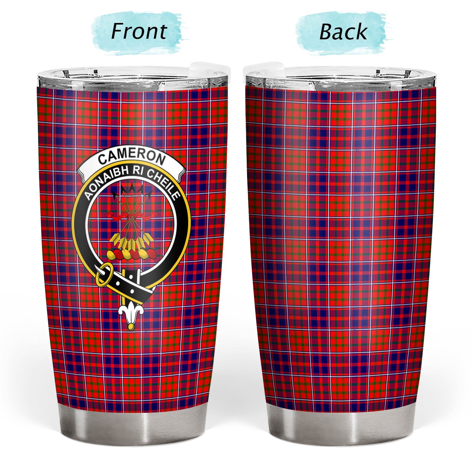 Cameron of Lochiel Modern Tartan Crest Tumbler