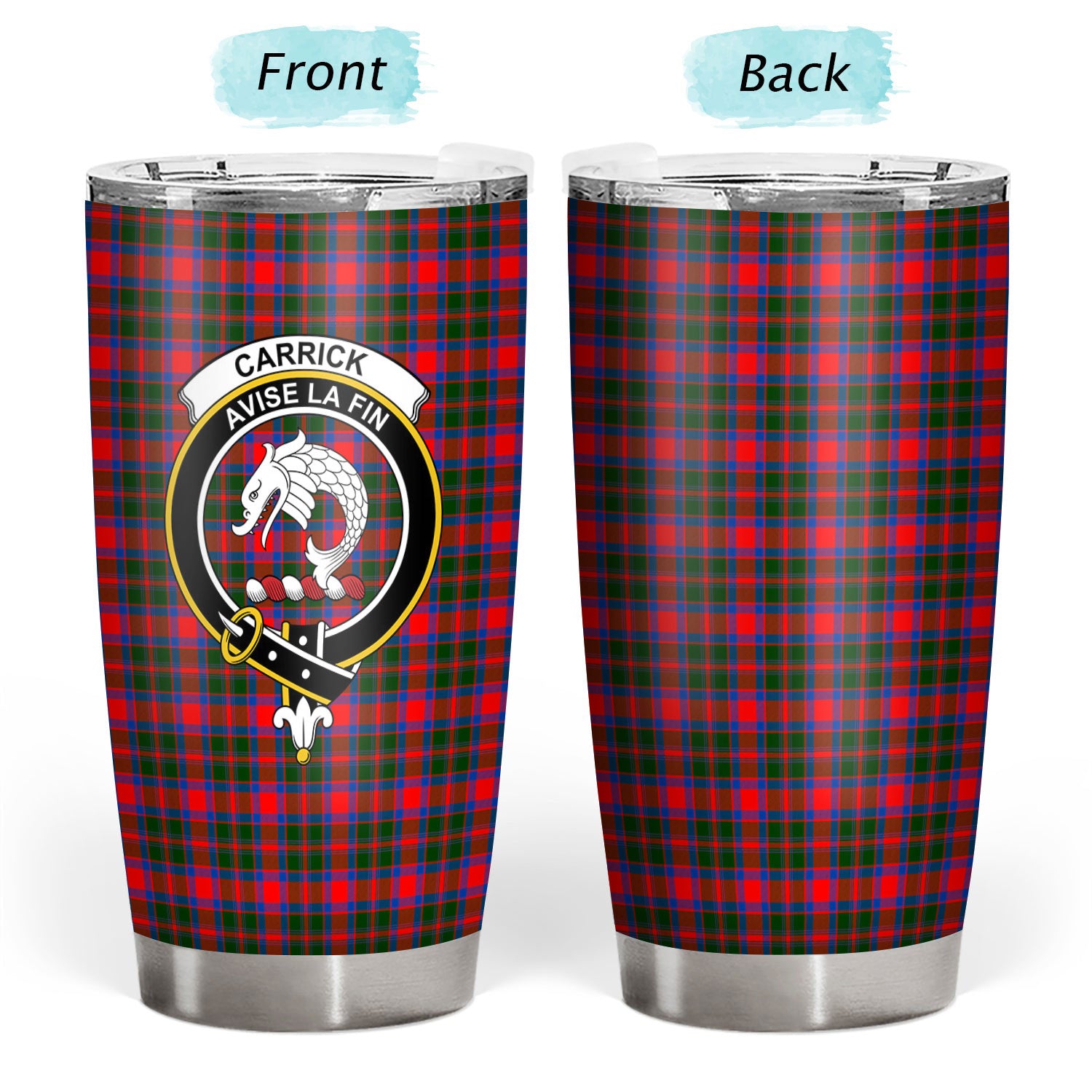 Carrick District Tartan Crest Tumbler