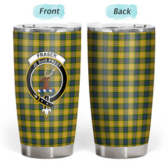 Fraser (of Lovat) Yellow Tartan Crest Tumbler