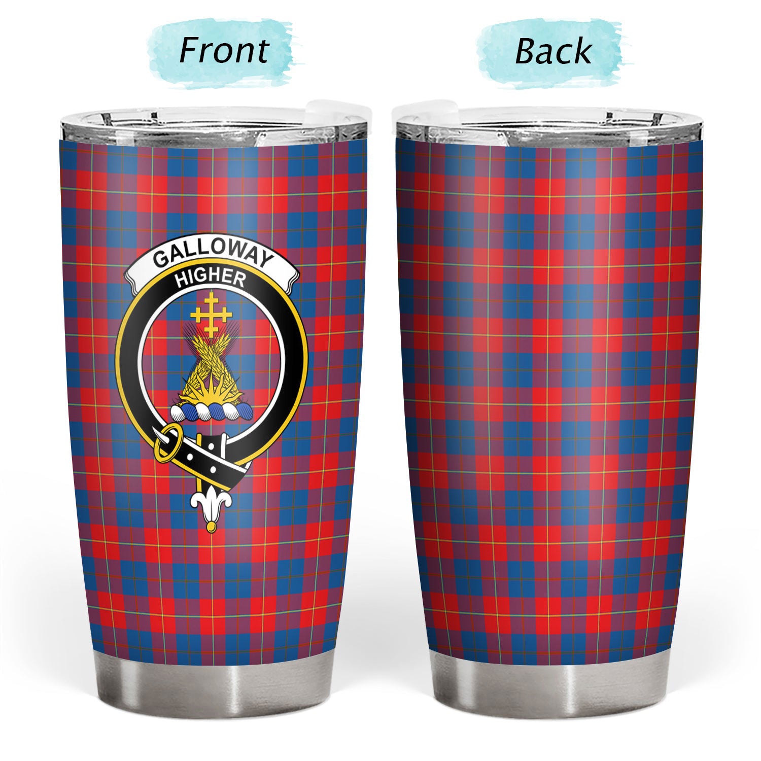 Galloway Red Tartan Crest Tumbler