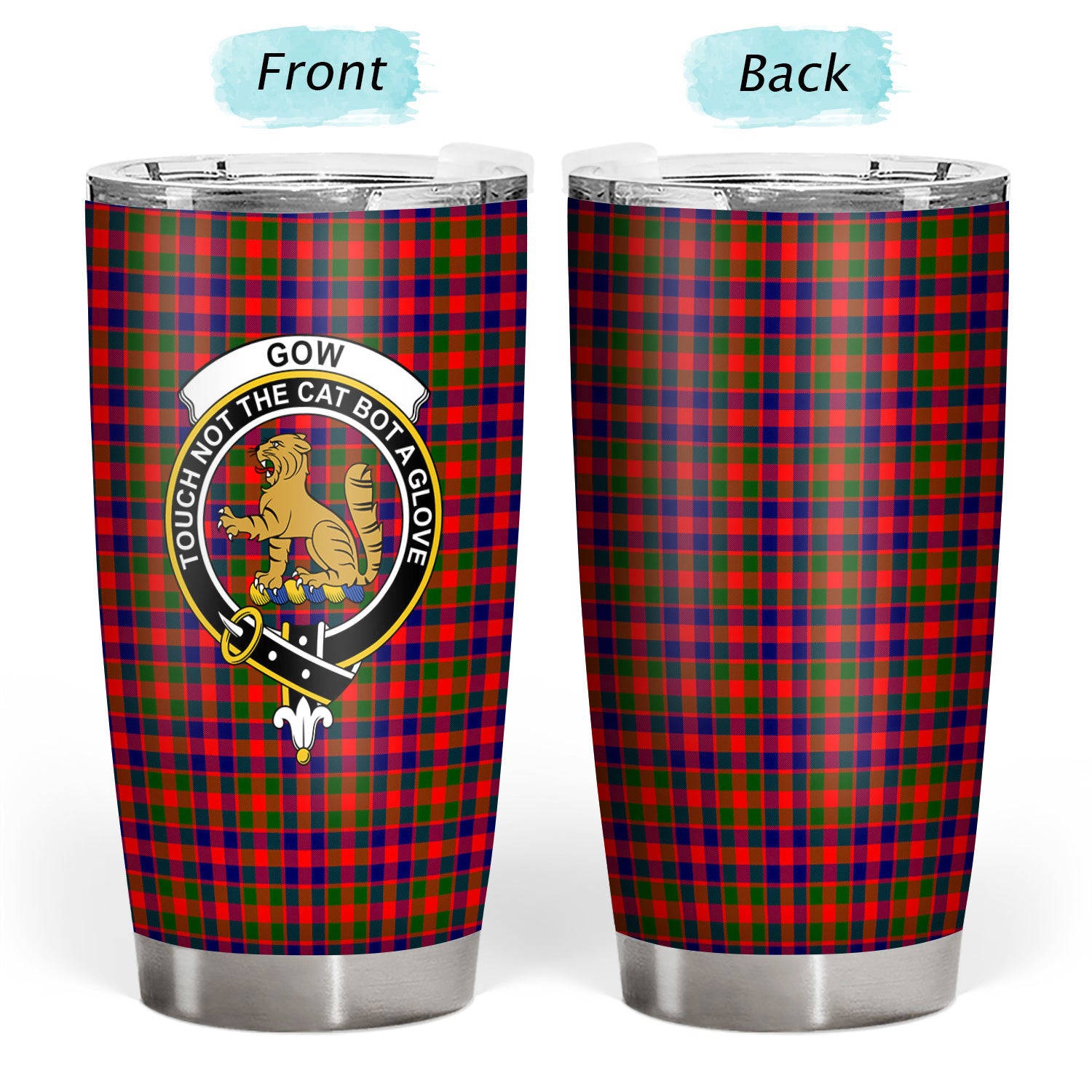 Gow (or McGouan) Tartan Crest Tumbler