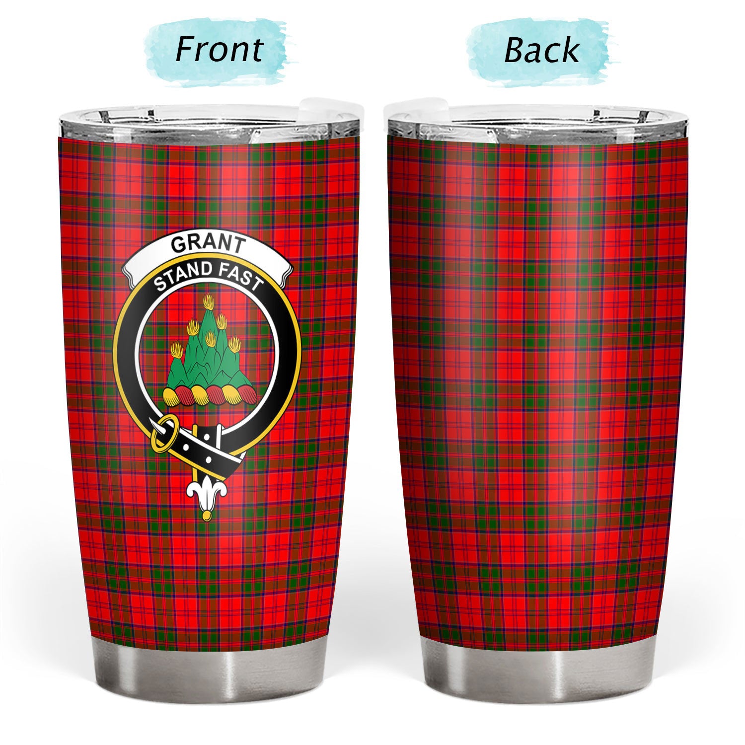 Grant Modern Tartan Crest Tumbler