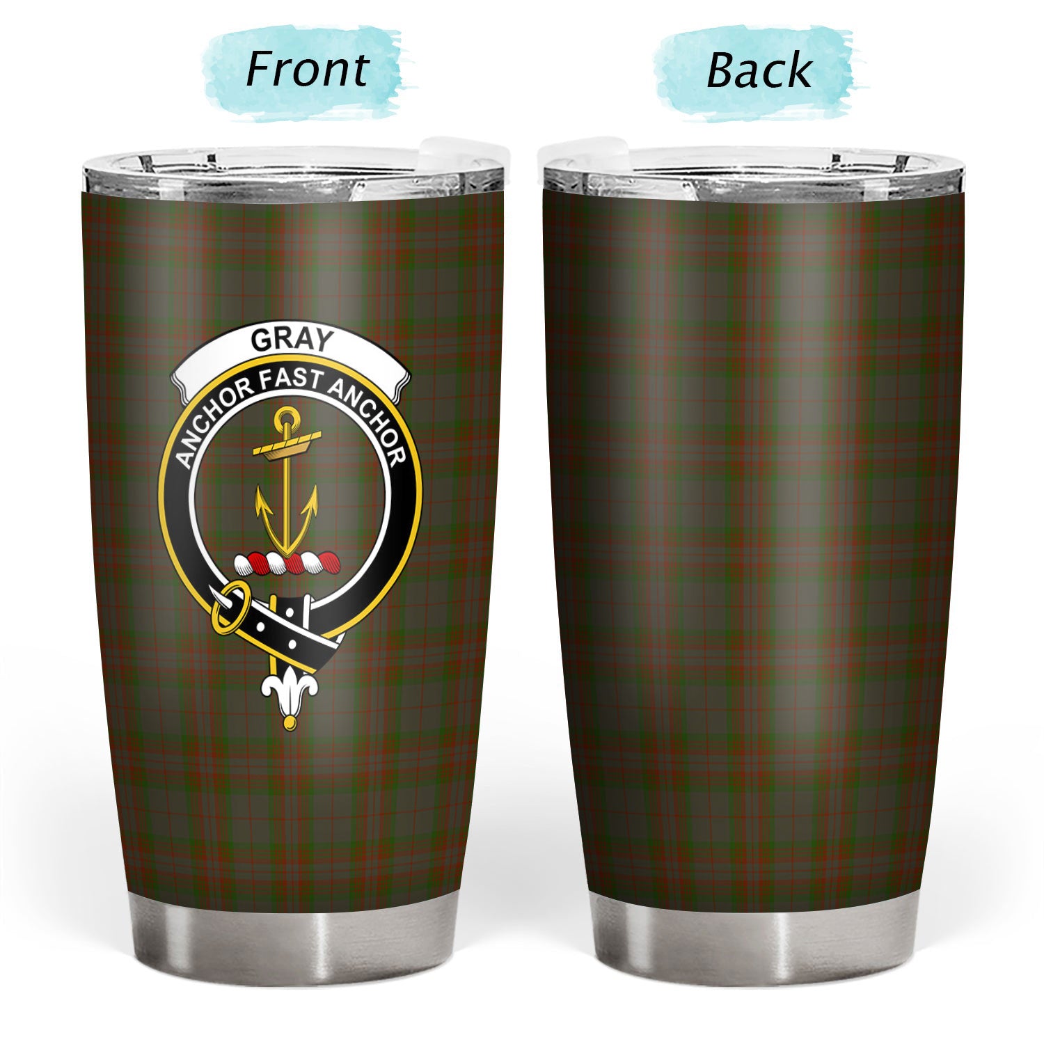 Gray Tartan Crest Tumbler