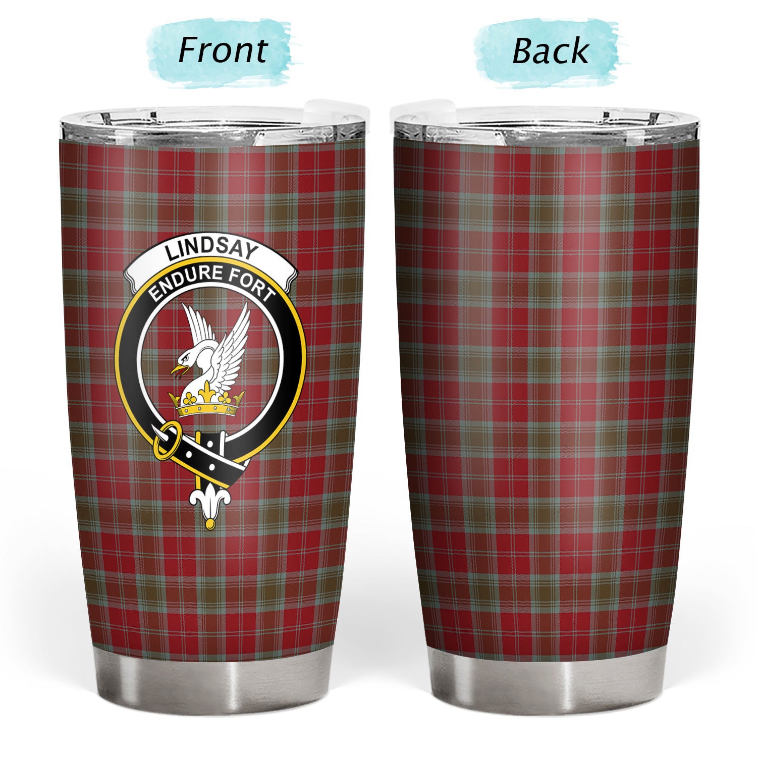 Lindsay Weathered Tartan Crest Tumbler